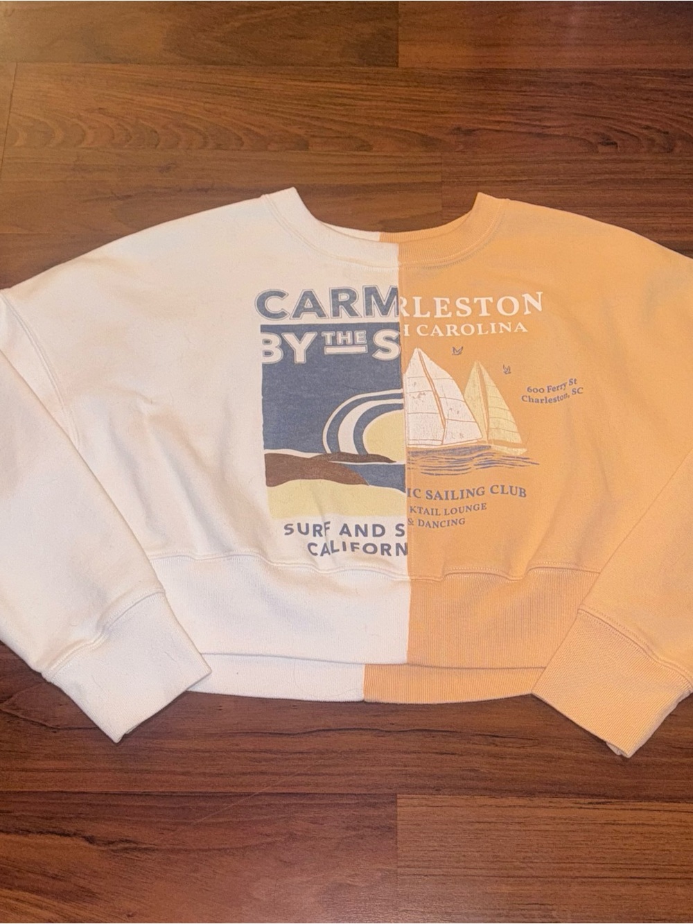 Abercrombie & Fitch Cropped Split Sweatshirt Carmel Charleston Small Stylish